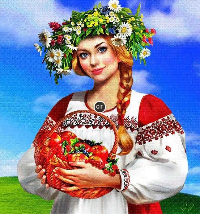 Картинка девушка с яблоками