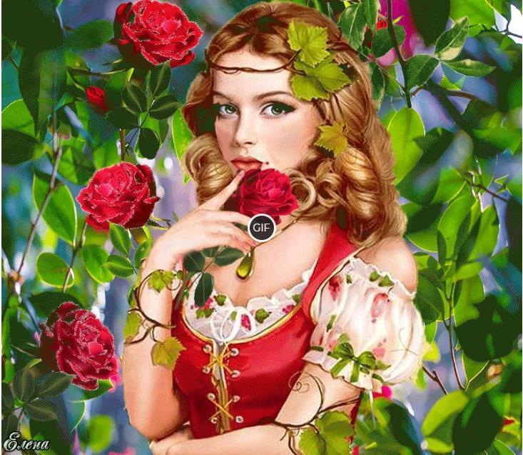 Гифка девушка с розой
