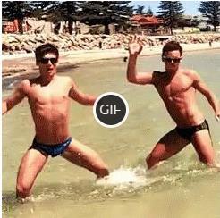 Гифка мужики танцуют на пляже