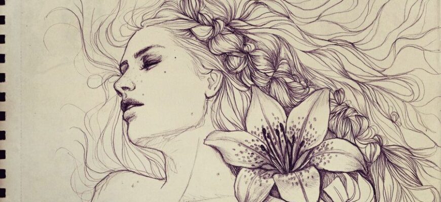 Девочки на голове цветы рисунки карандаши (30 фото для срисовки)