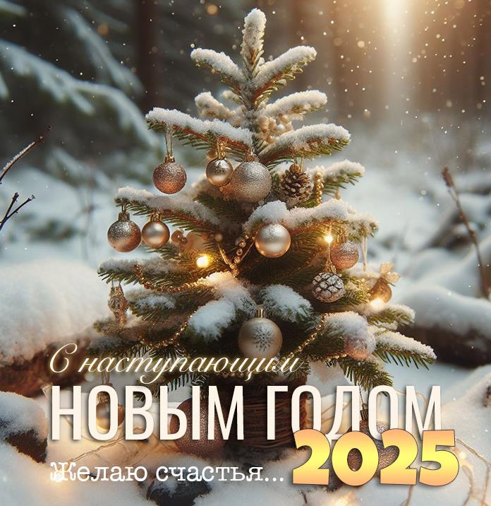 Зимние красивые картинки с наступающим Новым Годом 2025 с ёлочкой с игрушками в снегу и пожеланием счастья. Зимние красивые картинки с наступающим Новым Годом 2025 с ёлочкой с игрушками в снегу и пожеланием счастья.