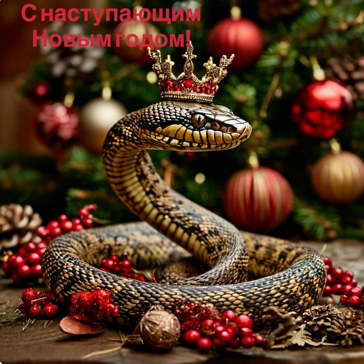 Красивая картинка со змеёй с короной на голове для поздравления с наступающим 2025 годом. Красивая картинка со змеёй с короной на голове для поздравления с наступающим 2025 годом.
