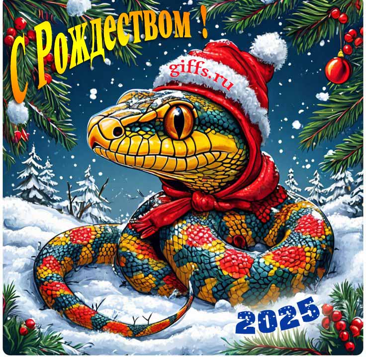 Прикольные открытки с Рождеством 2025 со змейкой в зимней шапке. Прикольные открытки с Рождеством 2025 со змейкой в зимней шапке.
