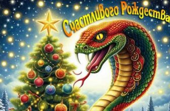 Оригинальные открытки с Рождеством 2025 со Змейкой (30 фото)