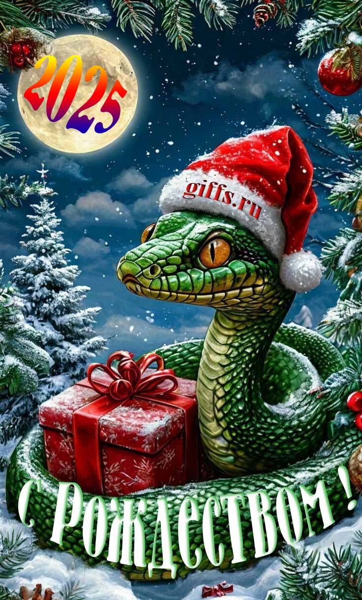 Крутая зимняя открытка на рождество в год змеи. Крутая зимняя открытка на рождество в год змеи.