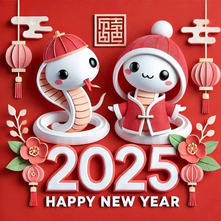 Картинки с Китайским Новым годом Змеи 2025 (гифки, голосовые открытки, поздравления)