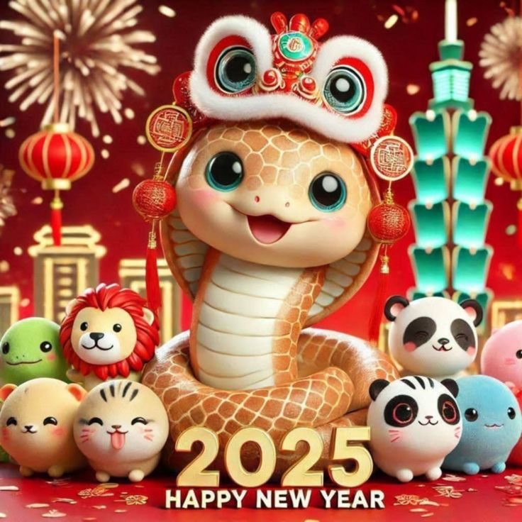 Картинки с Китайским Новым годом Змеи 2025 (гифки, голосовые открытки, поздравления)