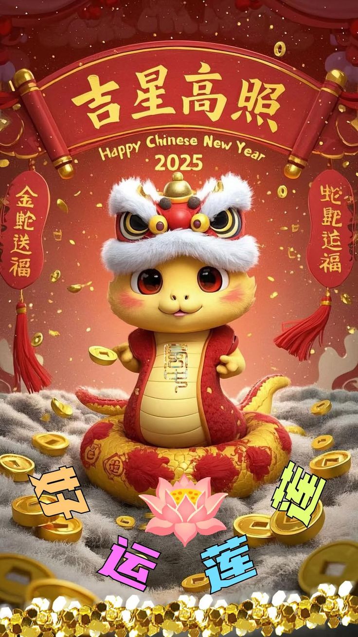 Картинки с Китайским Новым годом Змеи 2025 (гифки, голосовые открытки, поздравления)