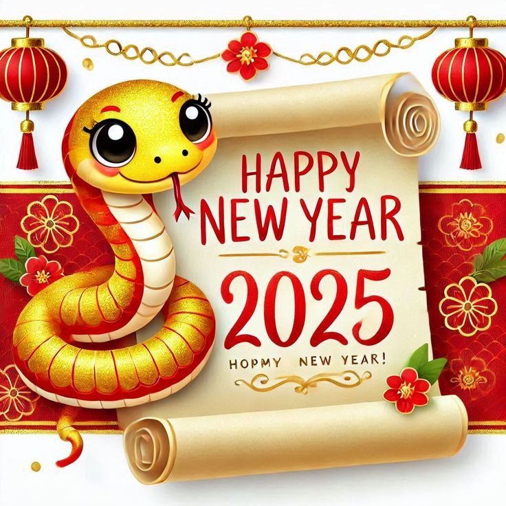 Картинки с Китайским Новым годом Змеи 2025 (гифки, голосовые открытки, поздравления)