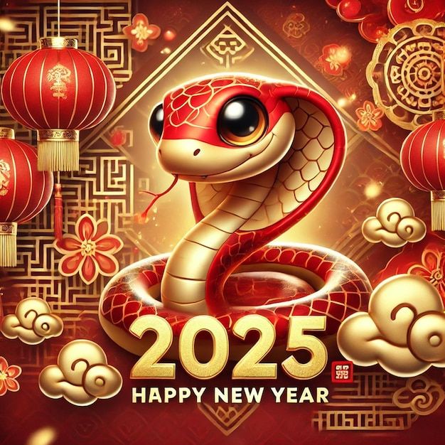 Картинки с Китайским Новым годом Змеи 2025 (гифки, голосовые открытки, поздравления)