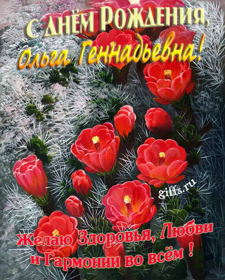 Шикарная открытка на день рождения Ольге Геннадьевне с красными тюльпанами. Шикарная открытка на день рождения Ольге Геннадьевне с красными тюльпанами.