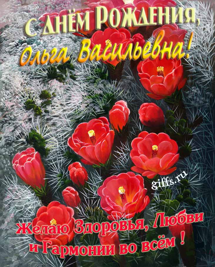 Шикарная открытка на день рождения Ольге Васильевне с красными тюльпанами. Шикарная открытка на день рождения Ольге Васильевне с красными тюльпанами.