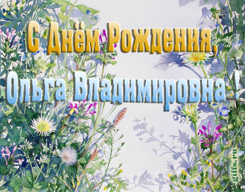 Цветочная открытка ко дню рождения Ольге Владимировне. Цветочная открытка ко дню рождения Ольге Владимировне.