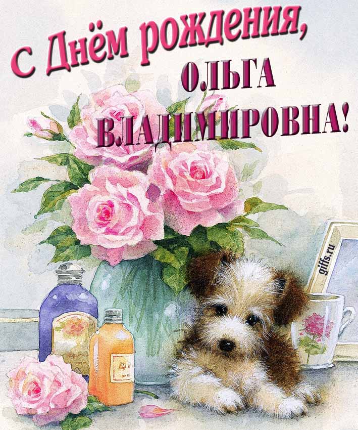 Новые красивые открытки с днём рождения Ольга Владимировна с розами и животными. Новые красивые открытки с днём рождения Ольга Владимировна с розами и животными.