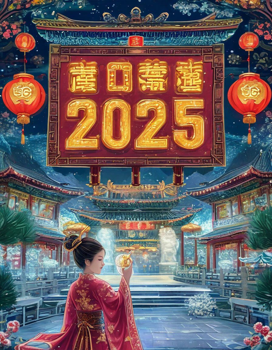 Новогодние открытки для китайцев 2025 от нейросети. Новогодние открытки для китайцев 2025 от нейросети.