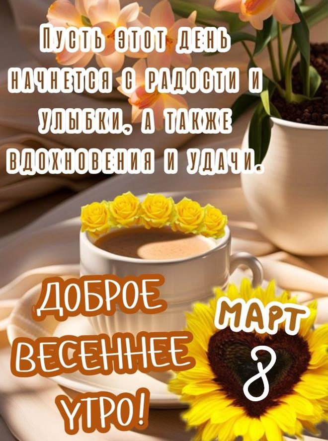 Картинки с добрым утром 8-го Марта (гифки и открытки)